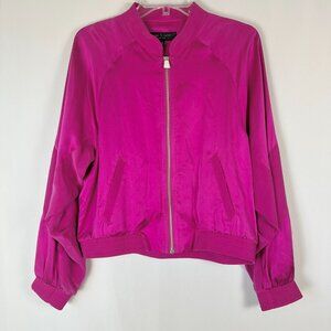 Rag & Bone Trail Silk Track Jacket Womens M Deep Pink Designer Luxury Athleisure
